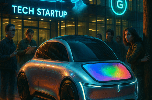 A shiny smart car ejecting toast from its dashboard.